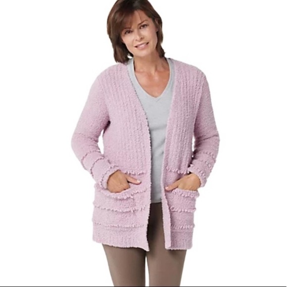 BAREFOOT DREAMS Cozychic Boardwalk Cardigan Soft New Orchid Size S - Picture 8 of 8